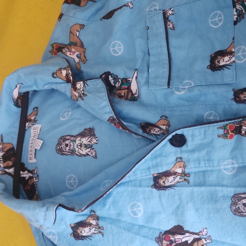 Q15 Popular P.J. Salvage Co Peace Dog Hipster Pajama Set 100 % cotton, well made